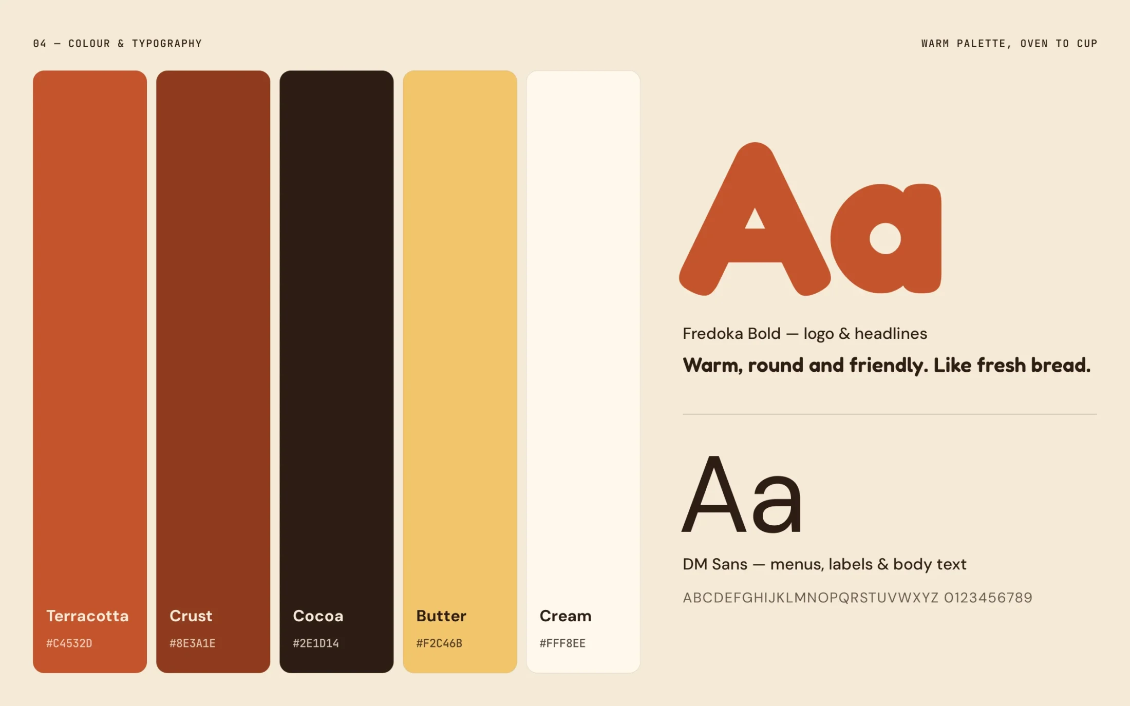 Kiln — Colour palette and typography