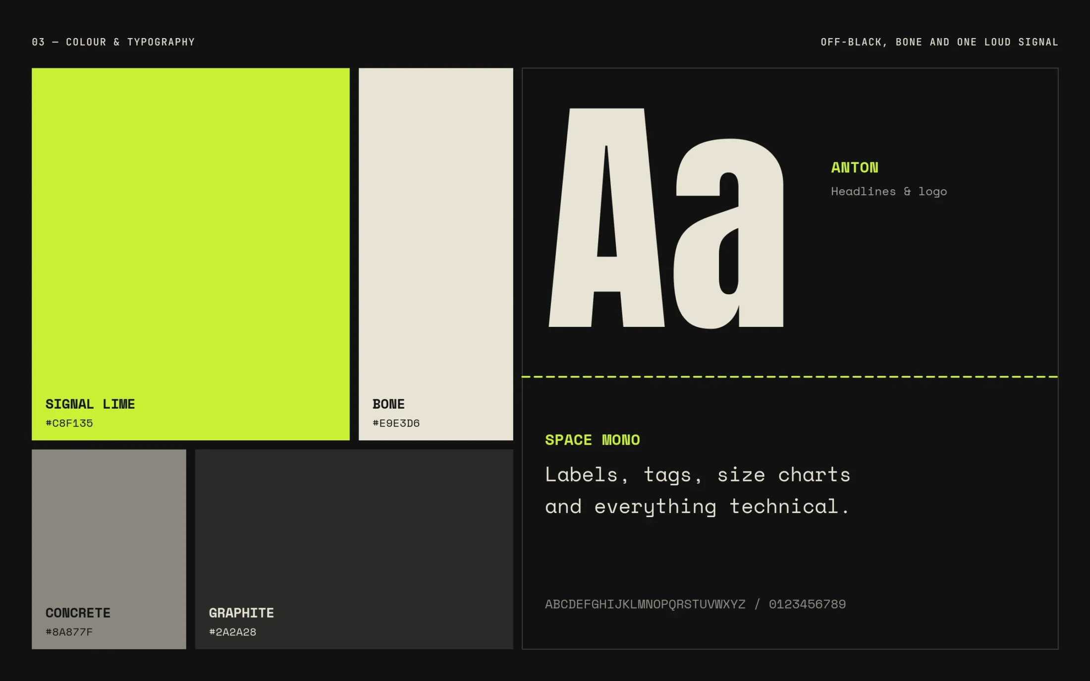 Rawseam — Colour palette and typography