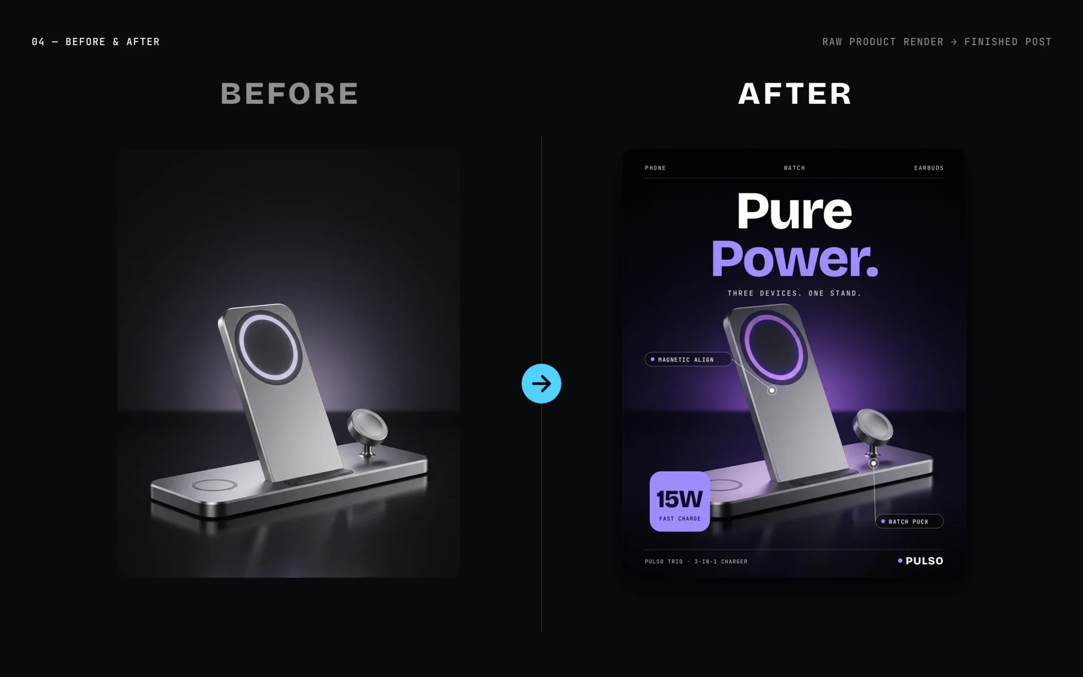 Pulso Social Campaign — Before & after — Pulso Trio charger