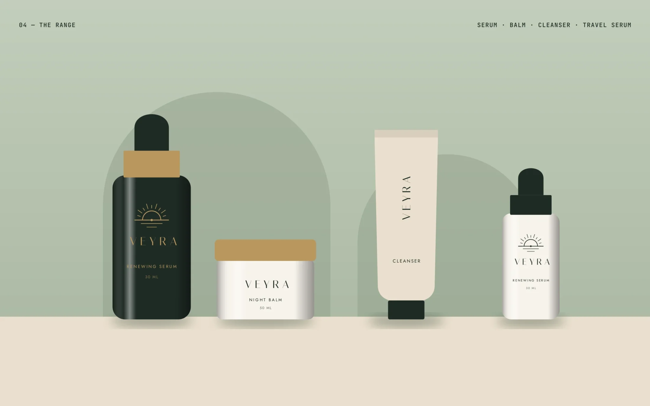 Veyra — The range — serum, balm, cleanser and travel serum